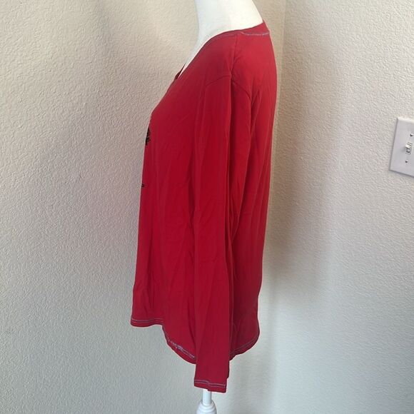 Secret Treasures Merry & Bright Holiday V-Neck Pajama Top ~ Size M (8-10) - Picture 3 of 5